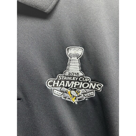 Antigua Polo Shirt Men’s XL 2016 Stanley Cup Penguins Black Barely Worn - Picture 2 of 7